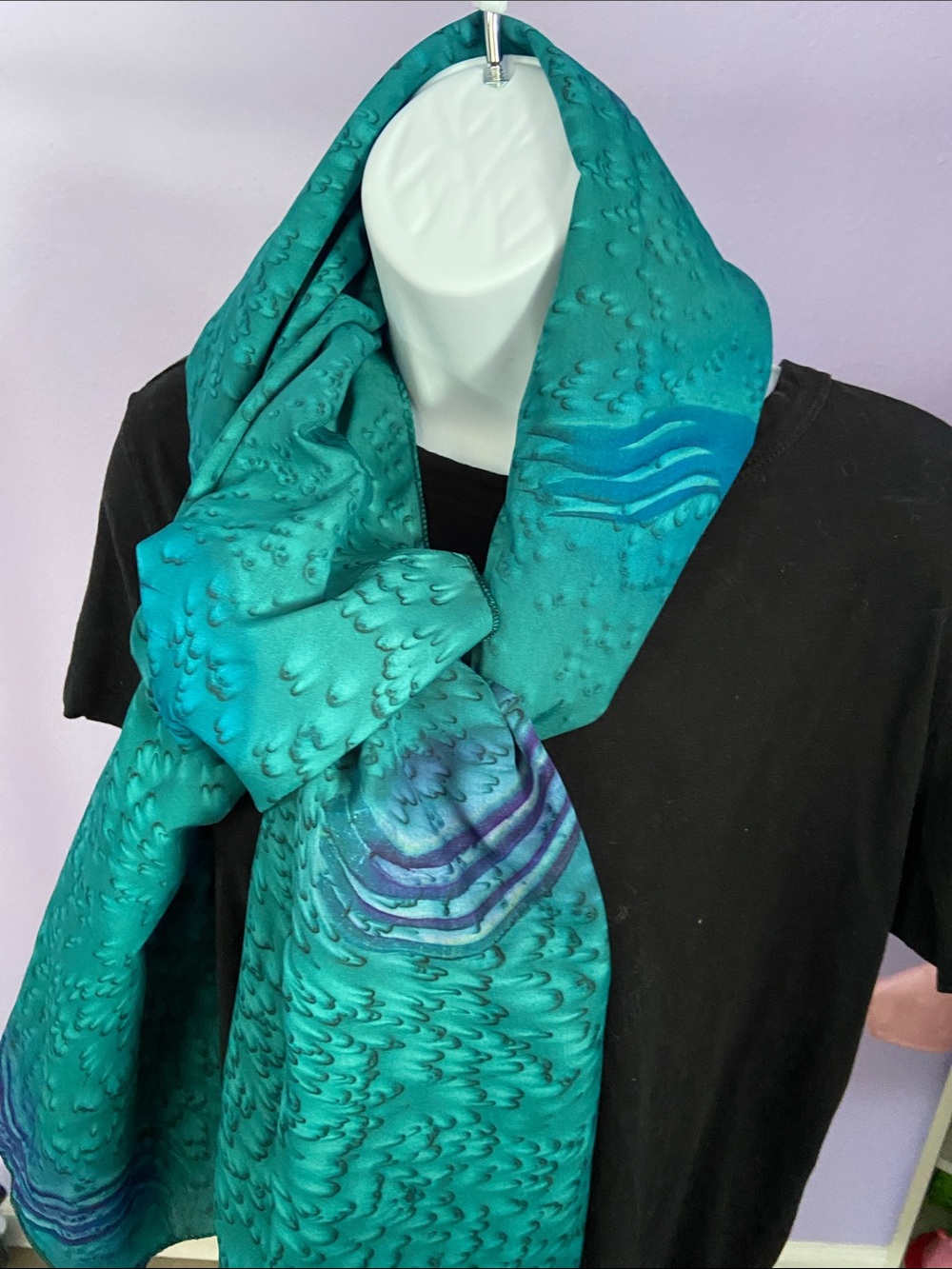 Wrap/scarf/shaw Teal Green n Purple Patterned Women's accessories polyester